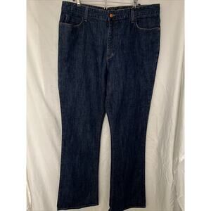 Eddie Bauer Jeans Womens Sz 16T Natural Fit Dark Rinse Wash Blue Denim Wide Leg